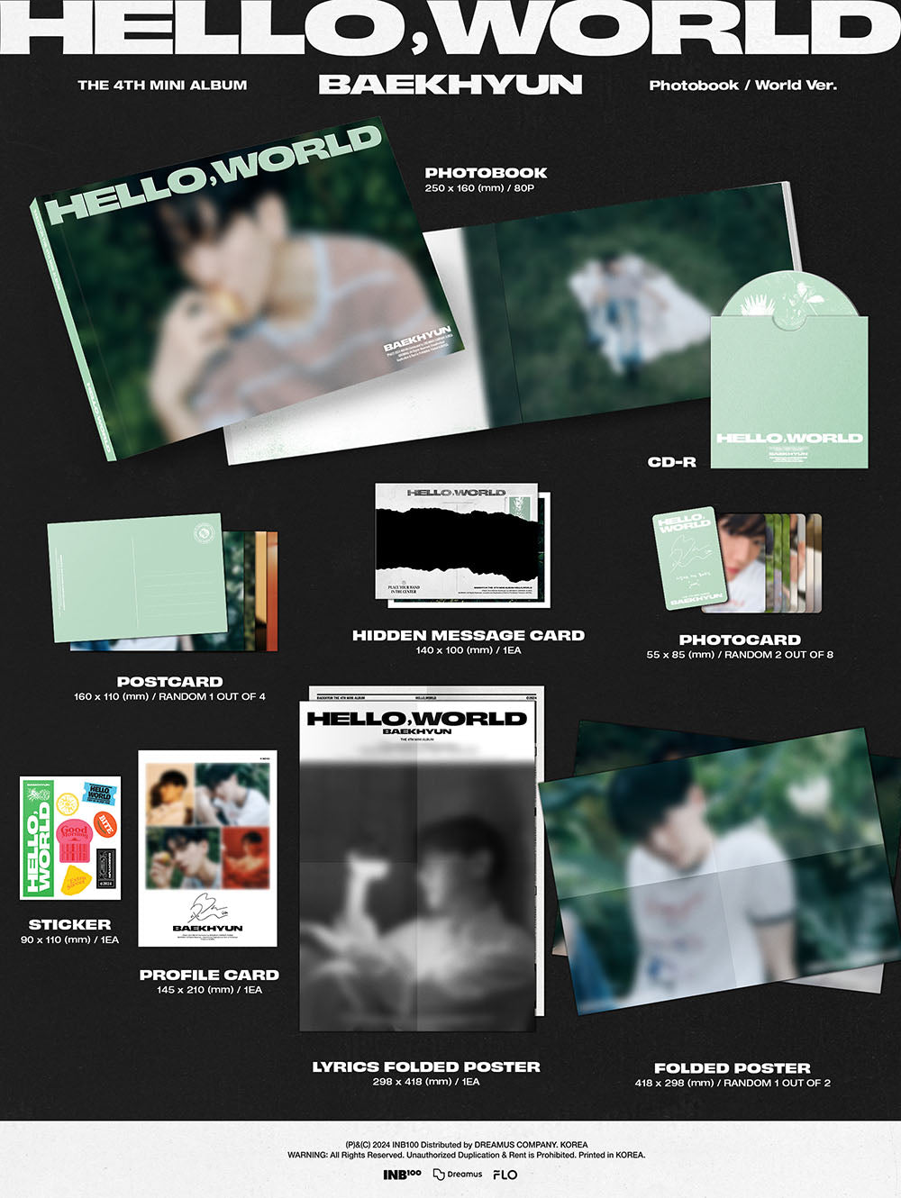 Close-up image showing details of BAEKHYUN album “HELLO,WORLD” Photobook version (World Version)