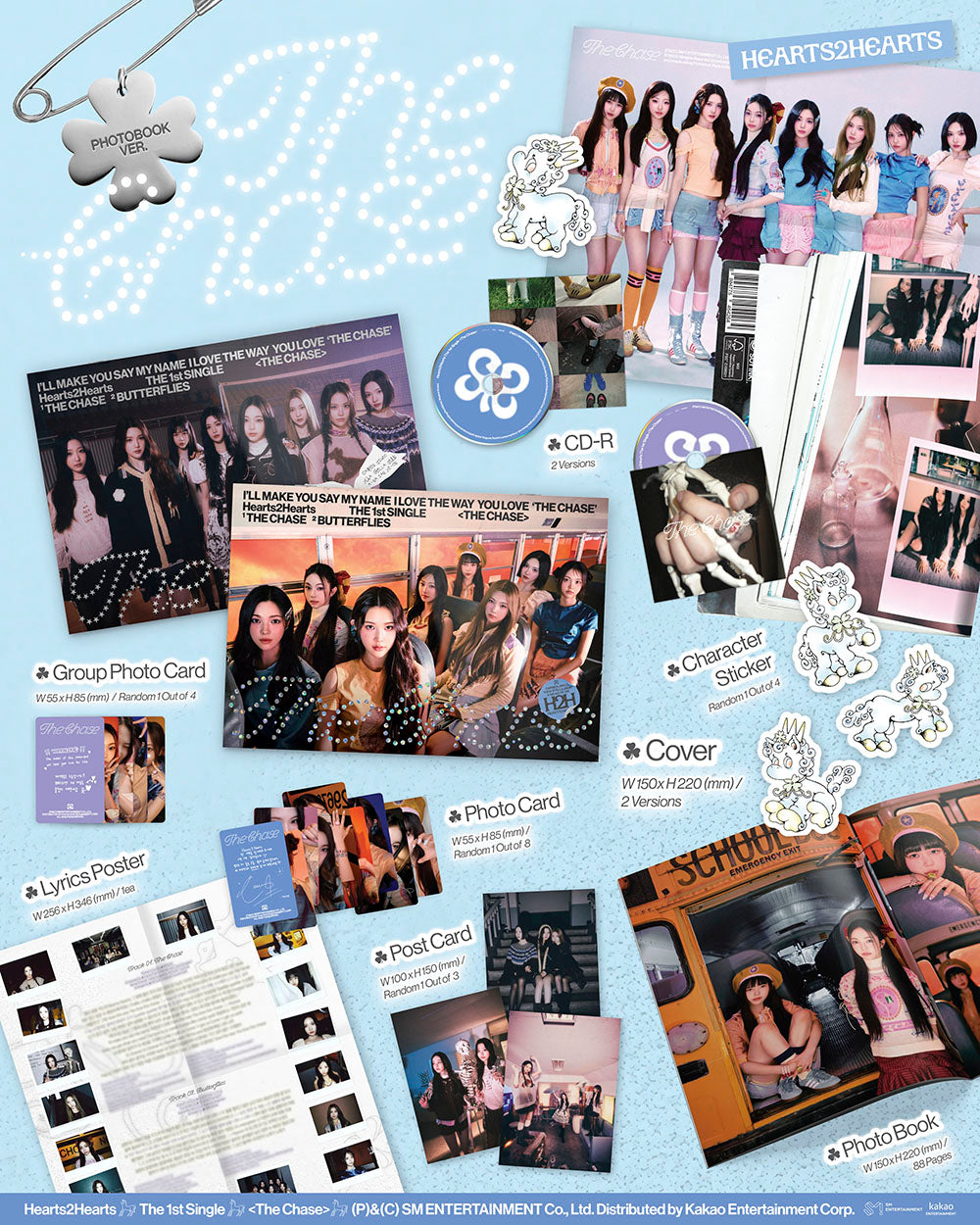 Close-up image showing details of Hearts2hearts 1st single album “The Chase” (Photobook Version)