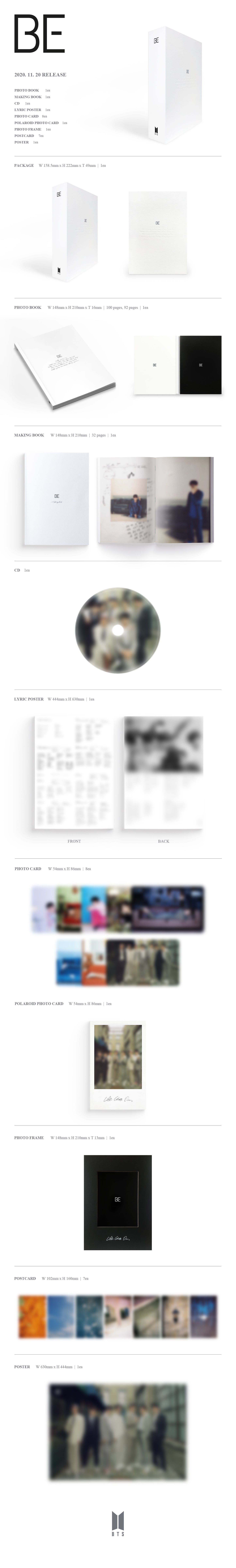 BTS - BE (Deluxe Edition) album contents and details