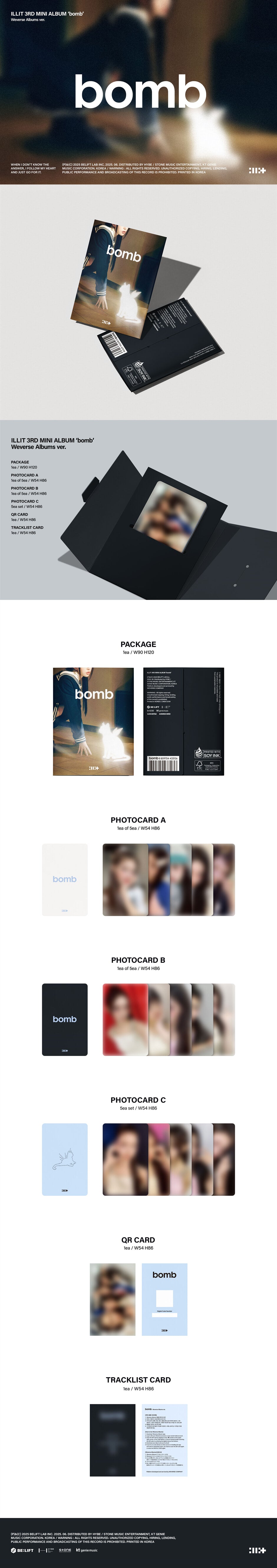 Close-up image showing details of ILLIT album "BOMB” Weverse Albums version