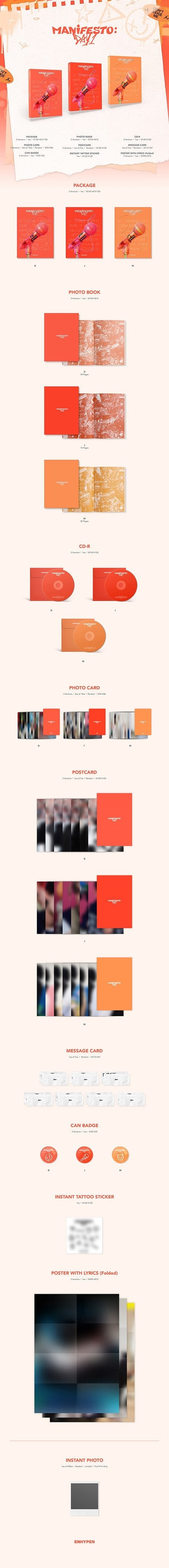 ENHYPEN - MANIFESTO : DAY 1 album contents and details