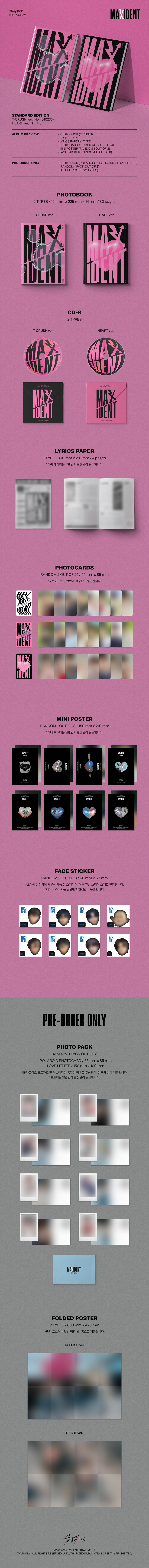STRAY KIDS - MAXIDENT [T-CRUSH ver. / HEART ver. album contents and details