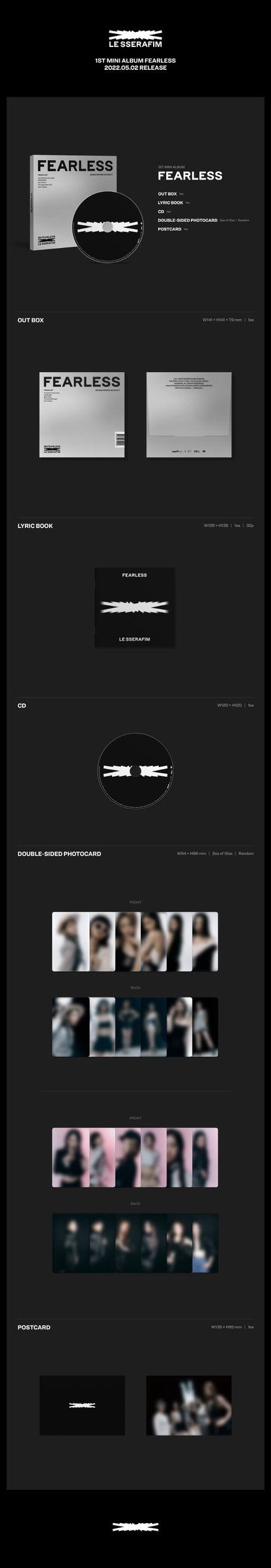 [READY STOCK] LE SSERAFIM - 1ST MINI ALBUM [FEARLESS] (Monochrome Bouquet Ver.) 2