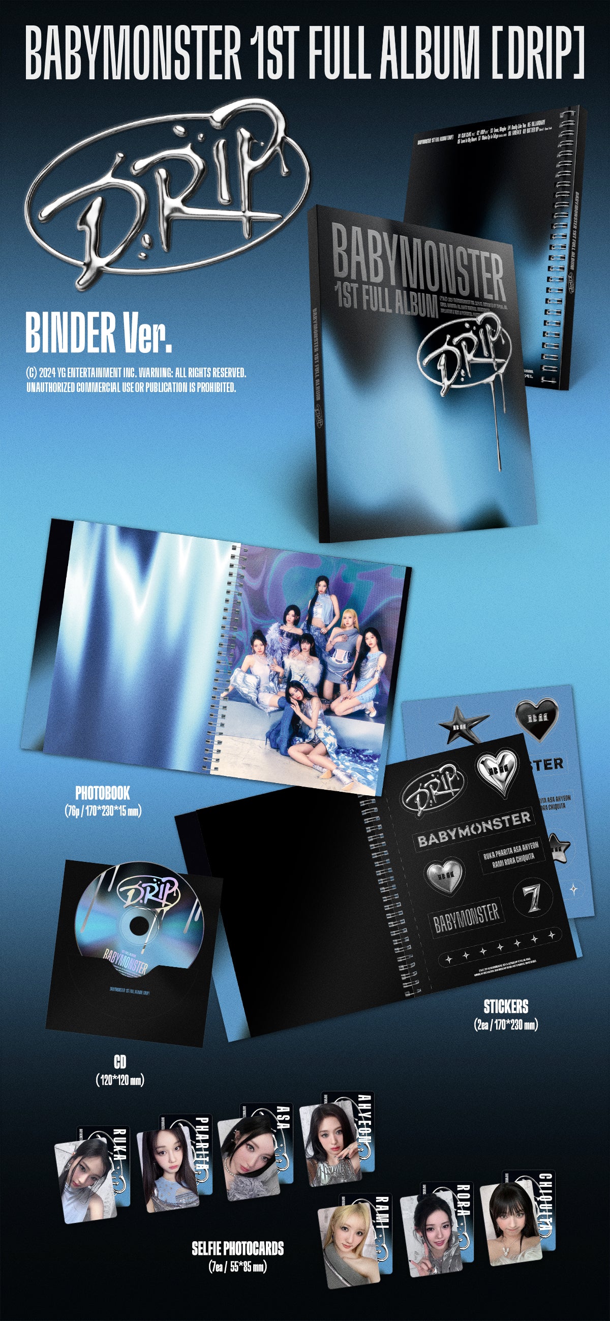 Close-up image showing details of BABYMONSTER album "DRIP” BINDER version