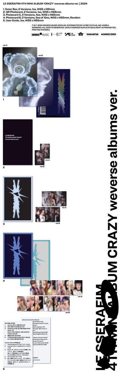 [READY STOCK] (LE SSERAFIM) 4th Mini Album 'CRAZY' (weverse albums ver.) 2