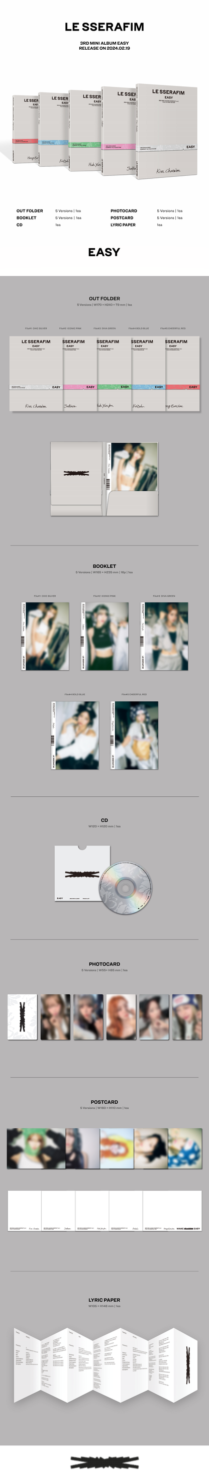 [READY STOCK] (LE SSERAFIM) 3rd Mini Album 'EASY' (COMPACT ver.) 2