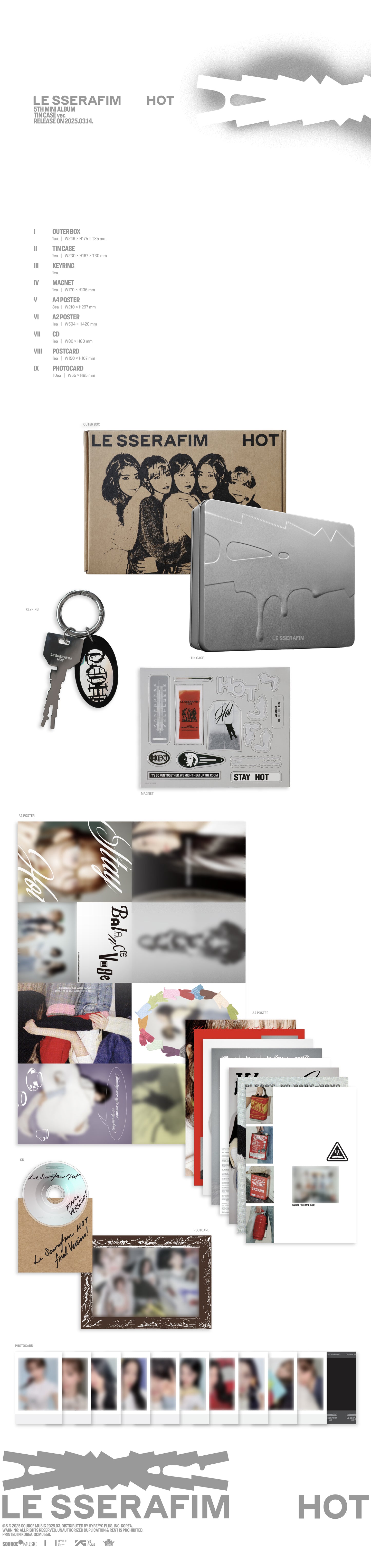 LE SSERAFIM - 5th Mini Album 'HOT' (Tin Case Ver.)