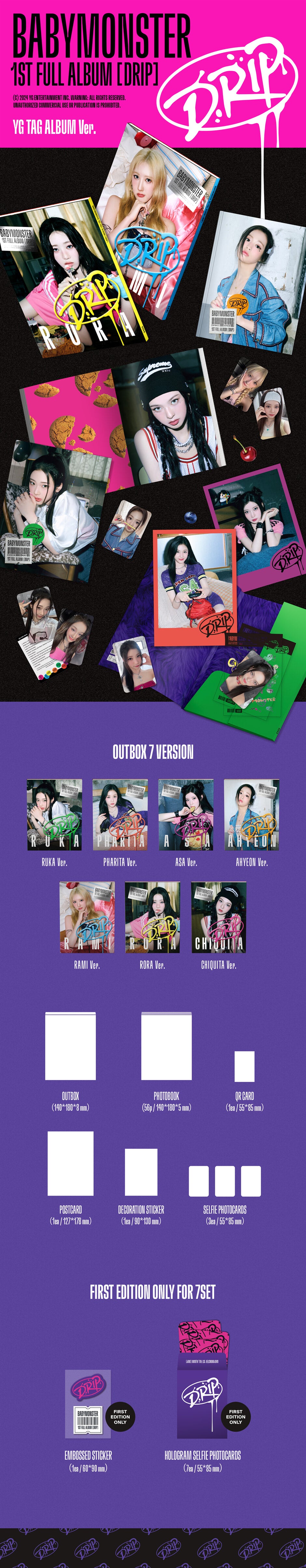 BABYMONSTER - DRIP [YG TAG ALBUM Ver.] album contents and details