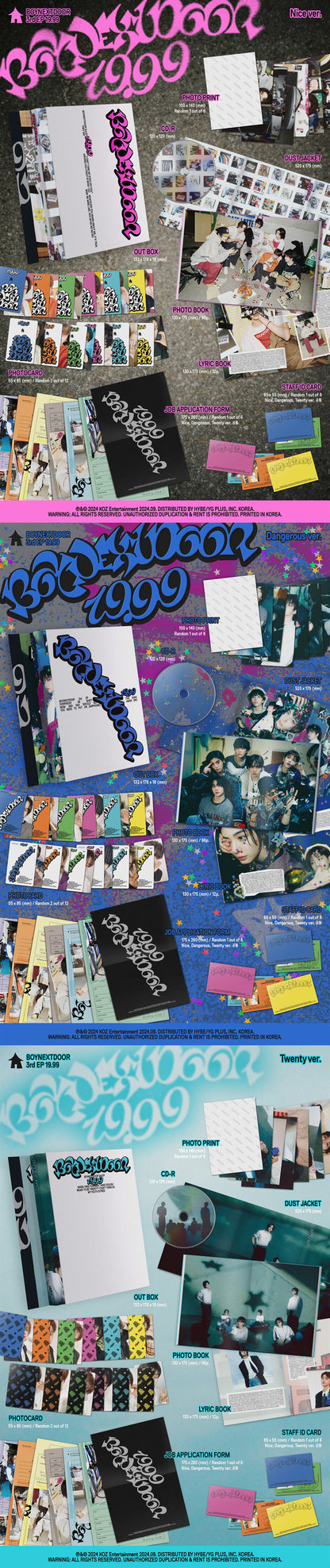 BOYNEXTDOOR - 3rd EP '19.99' album contents and details