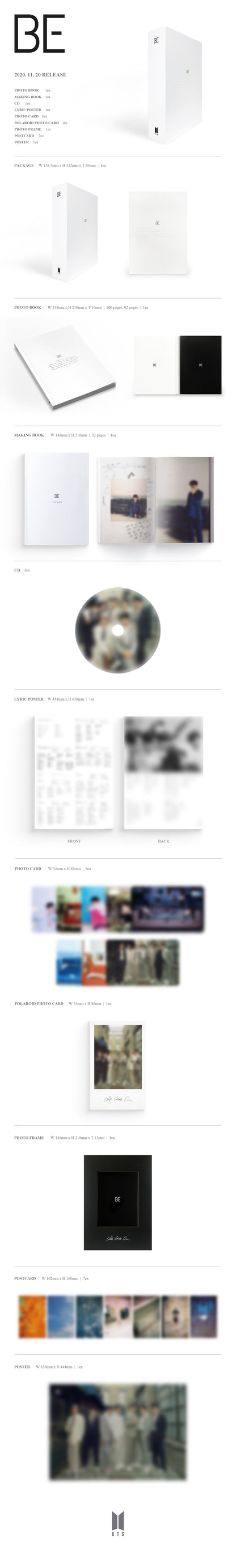 BTS - BE (Deluxe Edition) album contents and details