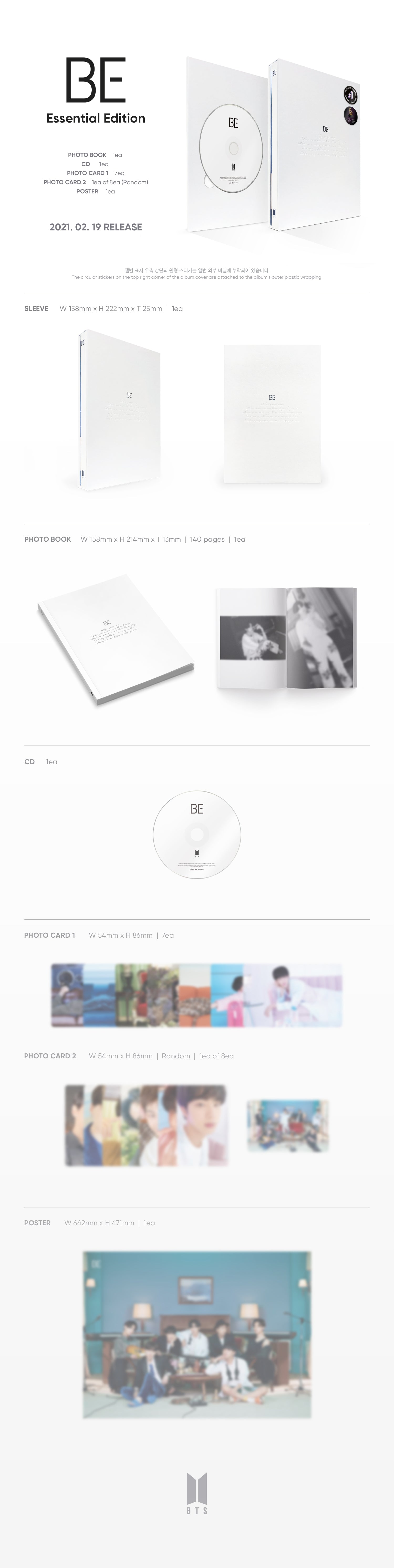 BTS - BE (Essential Edition) album contents and details