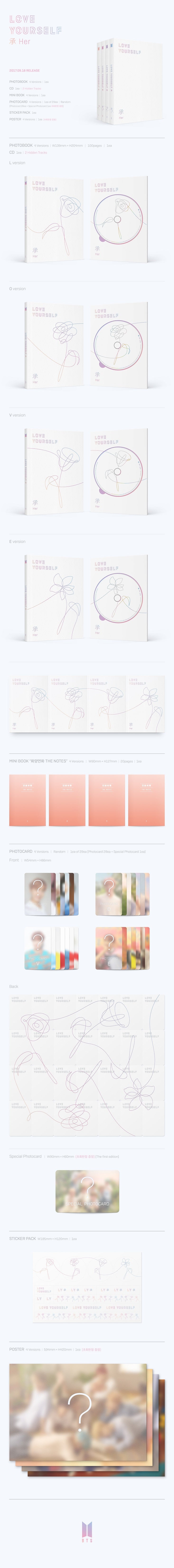 BTS - LOVE YOURSELF 承 'HER' album contents and details