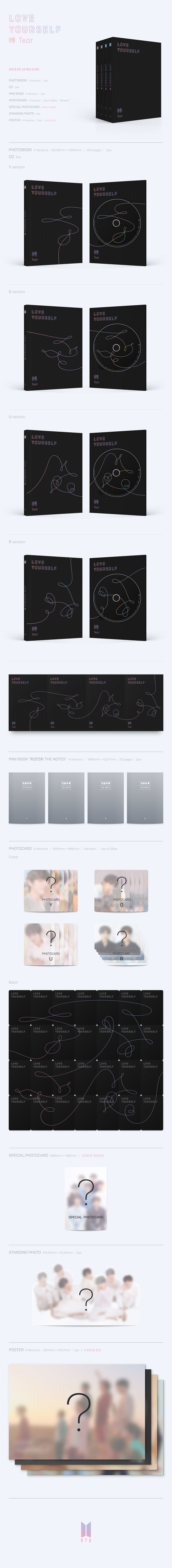 BTS - LOVE YOURSELF 轉 ‘Tear’ album contents and details