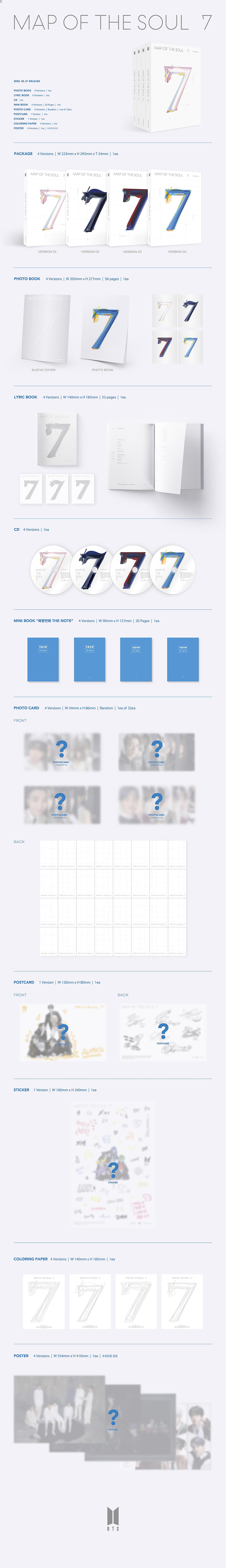 BTS - MAP OF THE SOUL : 7 album contents and details