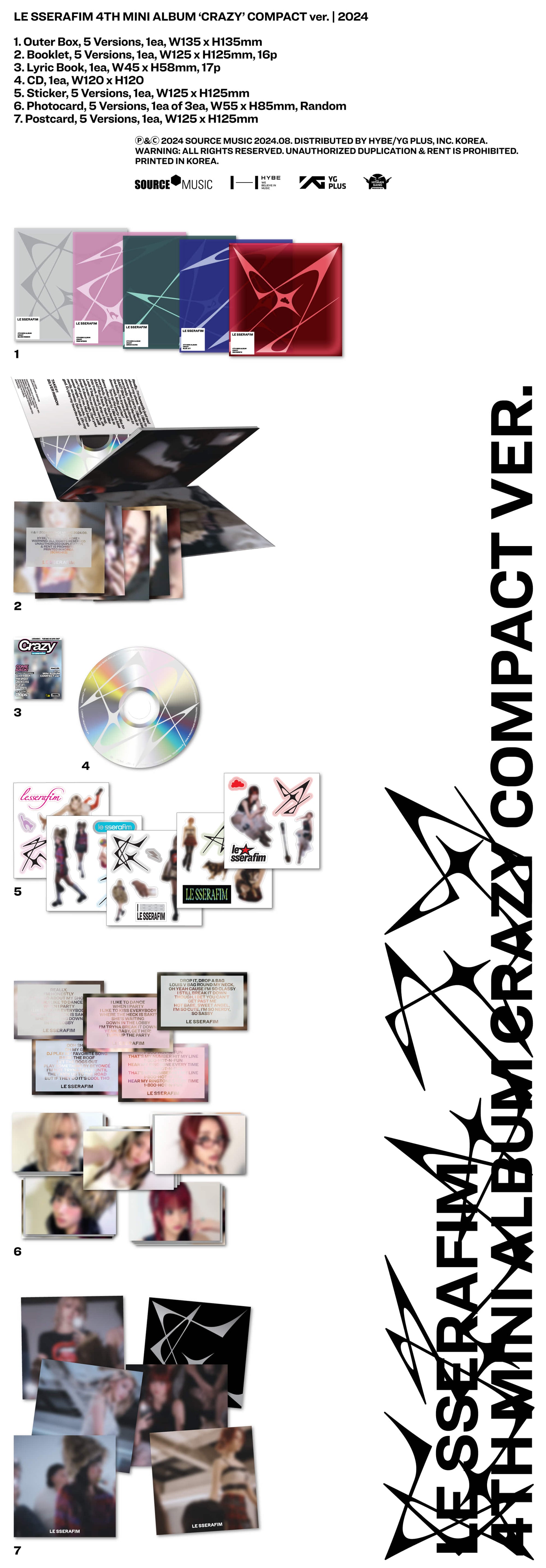 [READY STOCK] (LE SSERAFIM) 4th Mini Album 'CRAZY' (COMPACT ver.) 2
