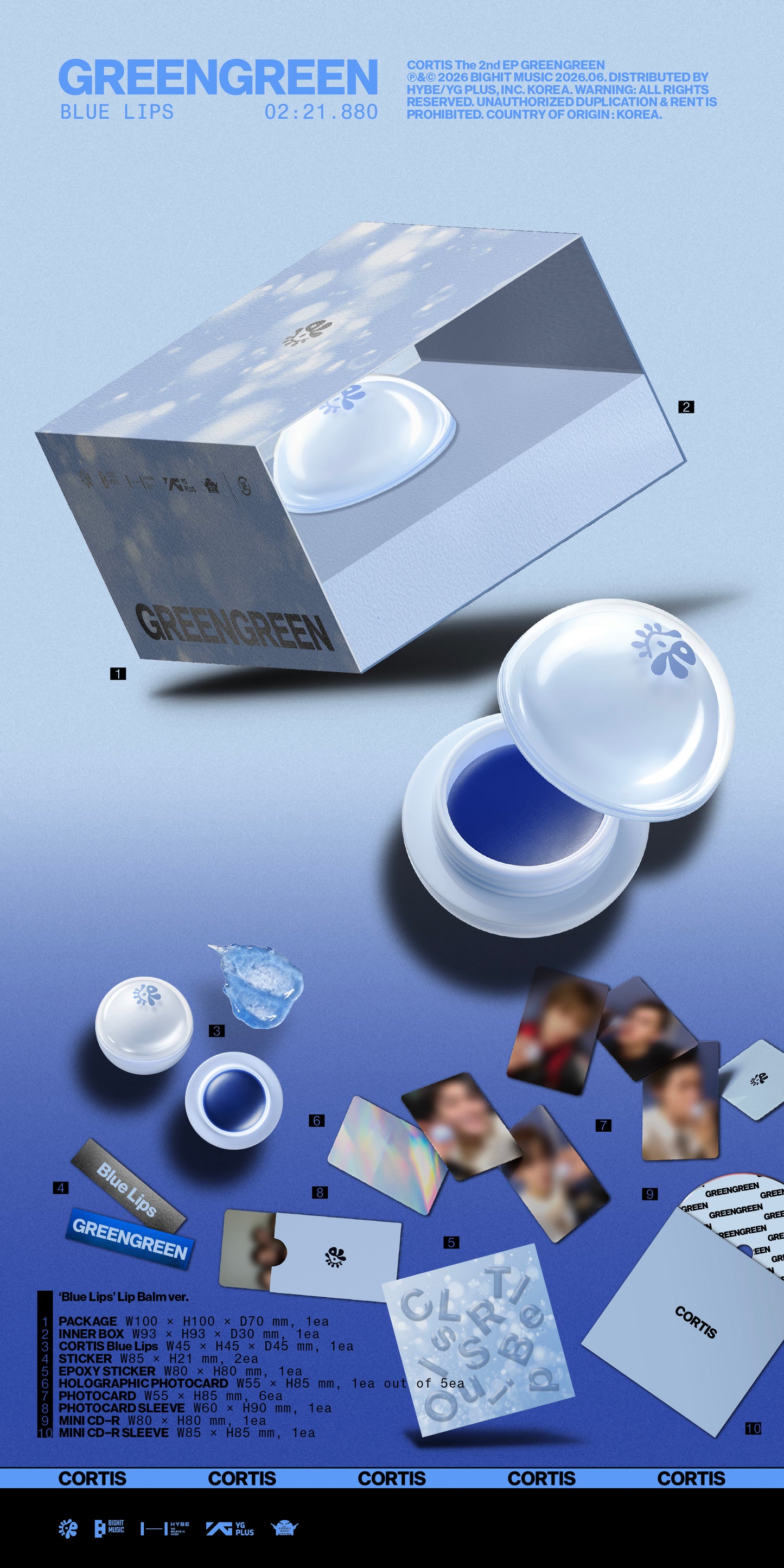 [READY STOCK] CORTIS The 2nd EP [GREENGREEN] ('Blue Lips' Lip Balm ver.) 2