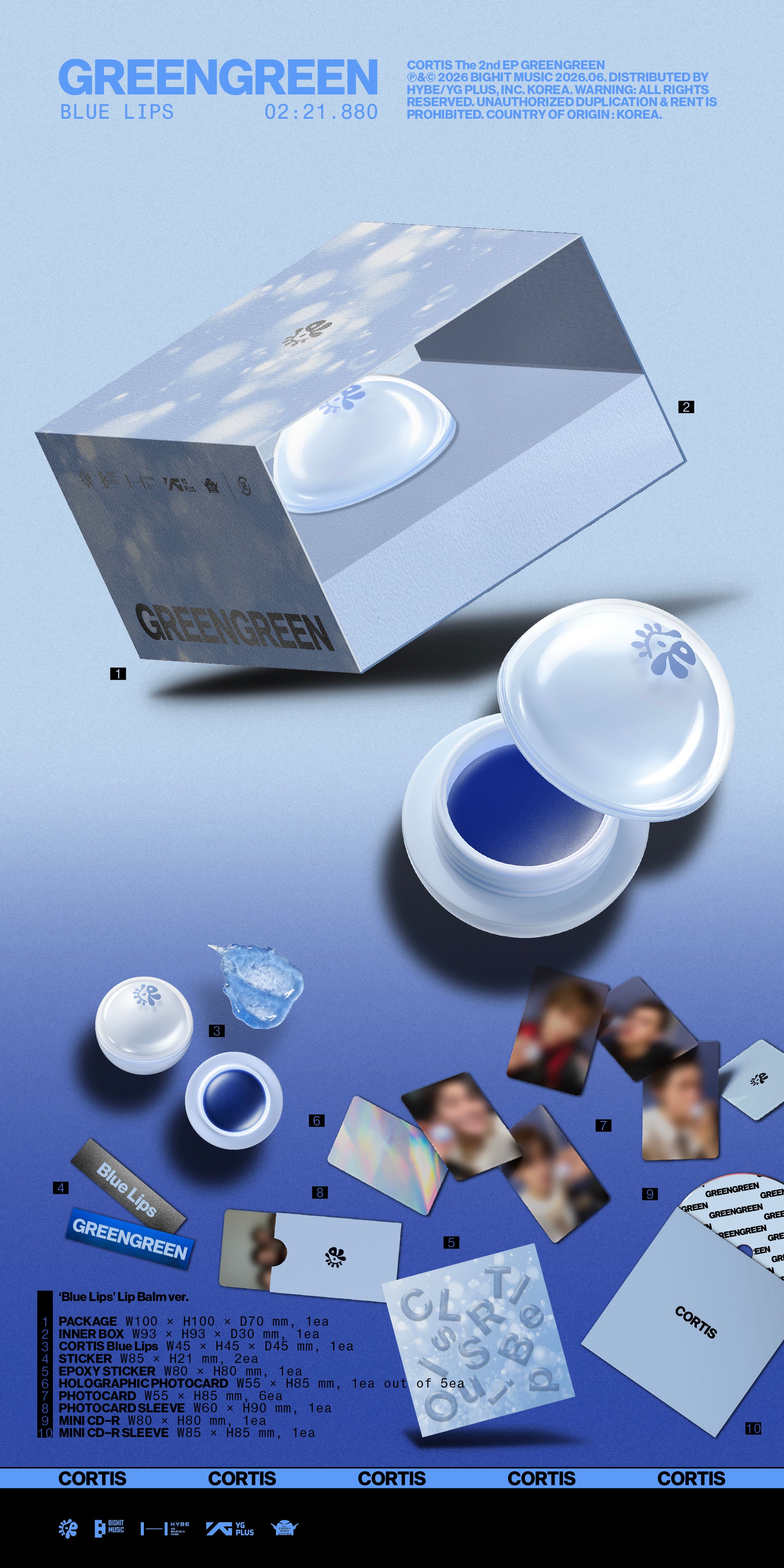 [READY STOCK] CORTIS The 2nd EP [GREENGREEN] ('Blue Lips' Lip Balm ver.) 2