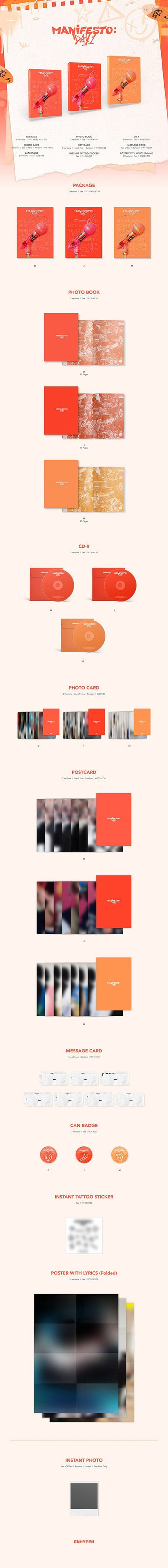 ENHYPEN - MANIFESTO : DAY 1 album contents and details