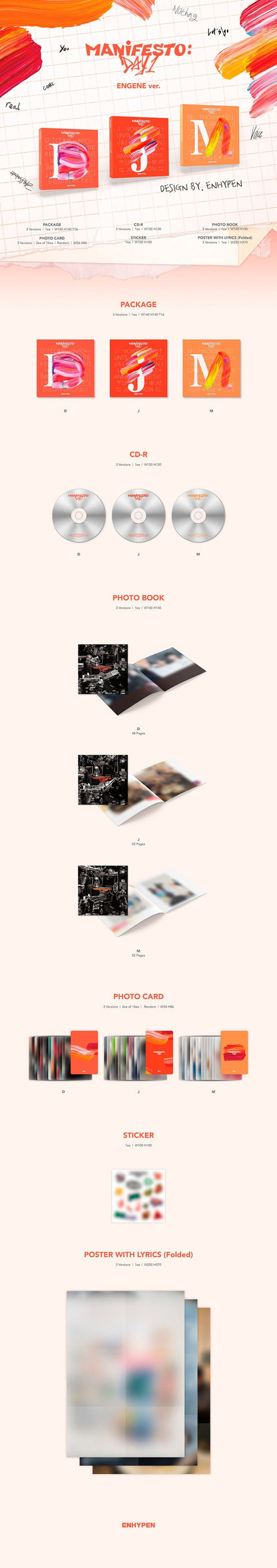 ENHYPEN - MANIFESTO : DAY 1 (ENGENE ver.) album contents and details