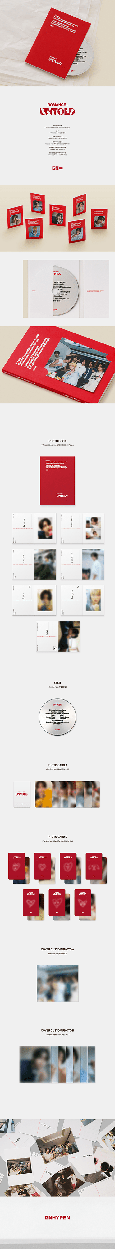 ENHYPEN - ROMANCE : UNTOLD (ENGENE ver.) album contents and details