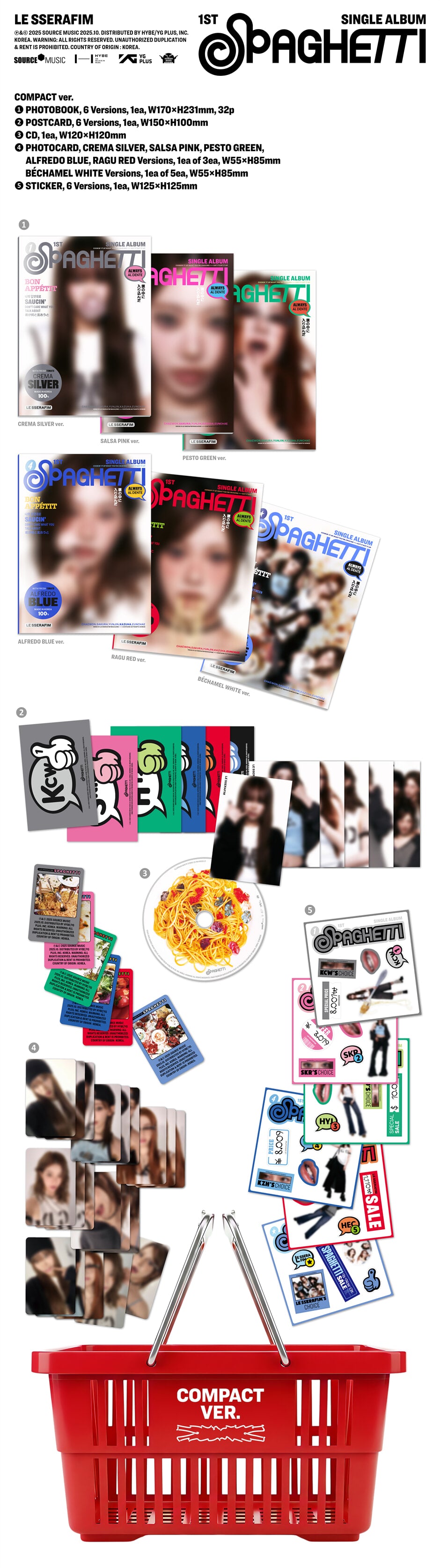 LE SSERAFIM - 1st Single Album 'SPAGHETTI' [COMPACT ver.] album contents and details