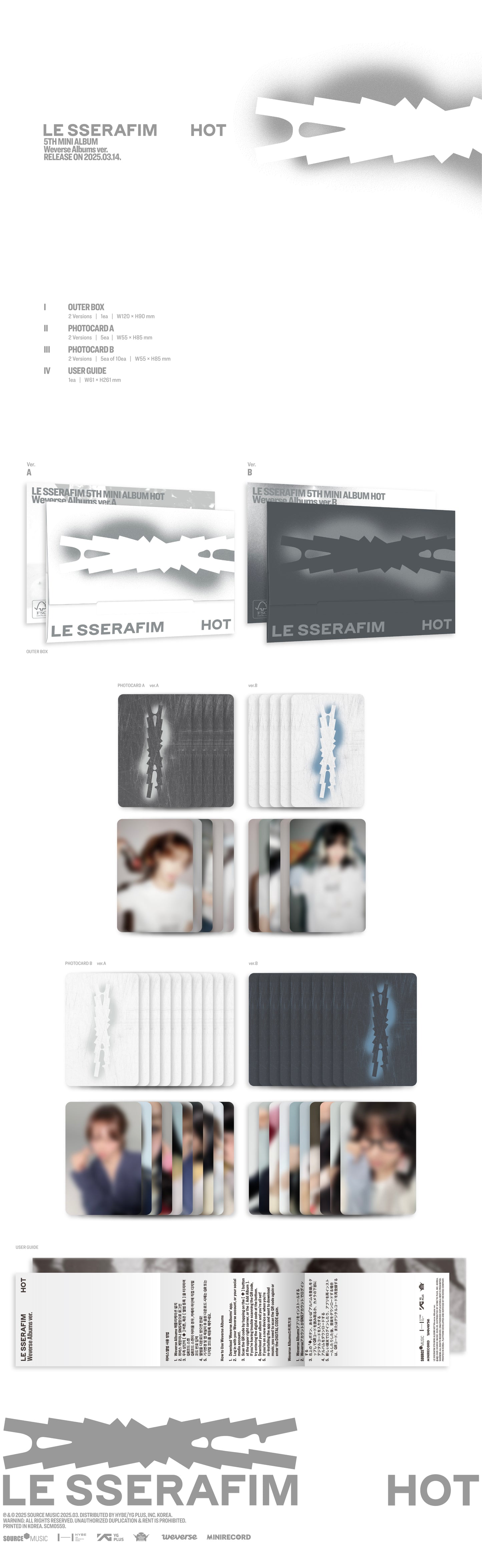 LE SSERAFIM - 5th Mini Album 'HOT' [Weverse Albums ver.] album contents and details