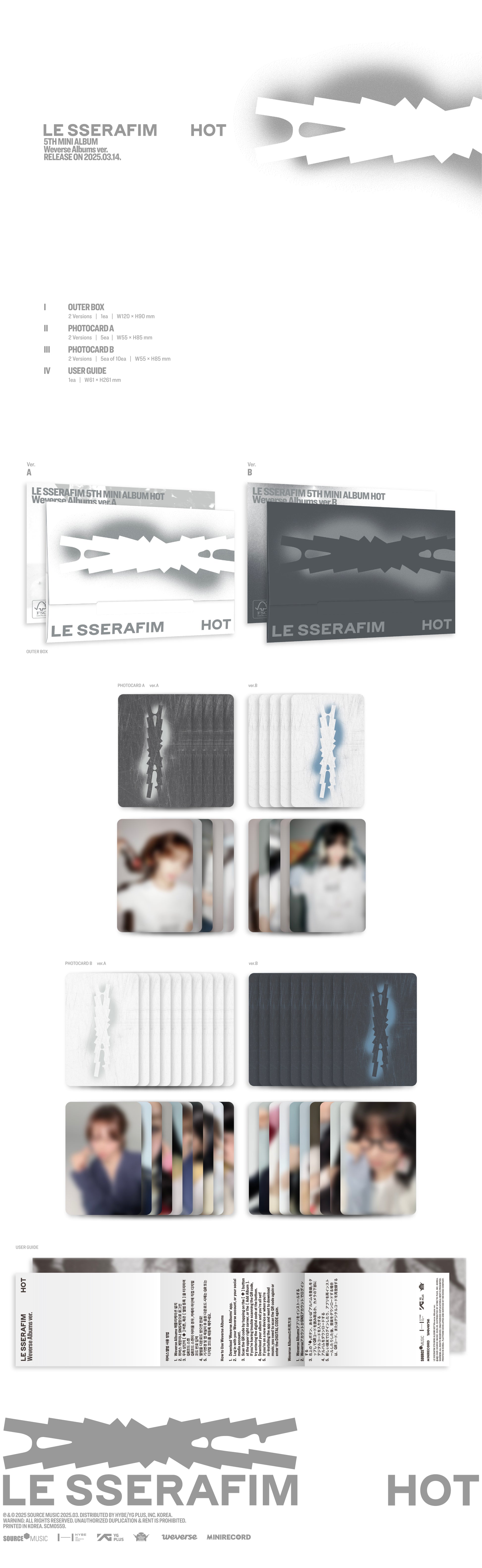 LE SSERAFIM - 5th Mini Album 'HOT' [Weverse Albums ver.] album contents and details