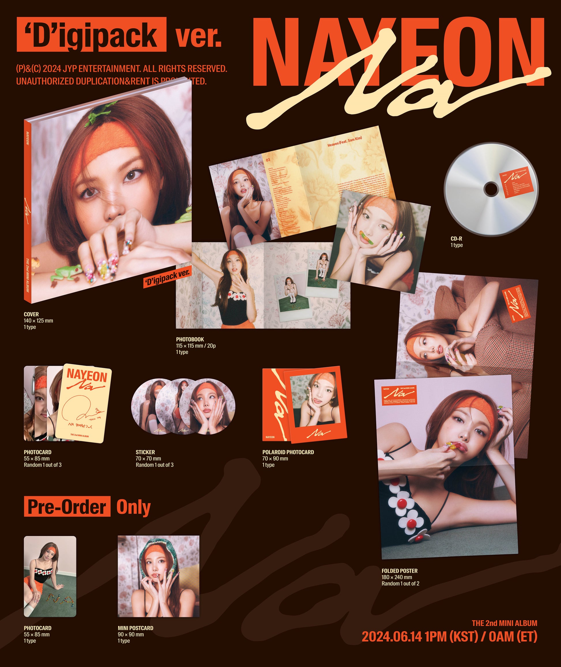 NAYEON (TWICE) - NA [DIGIPACK ver.] album contents and details