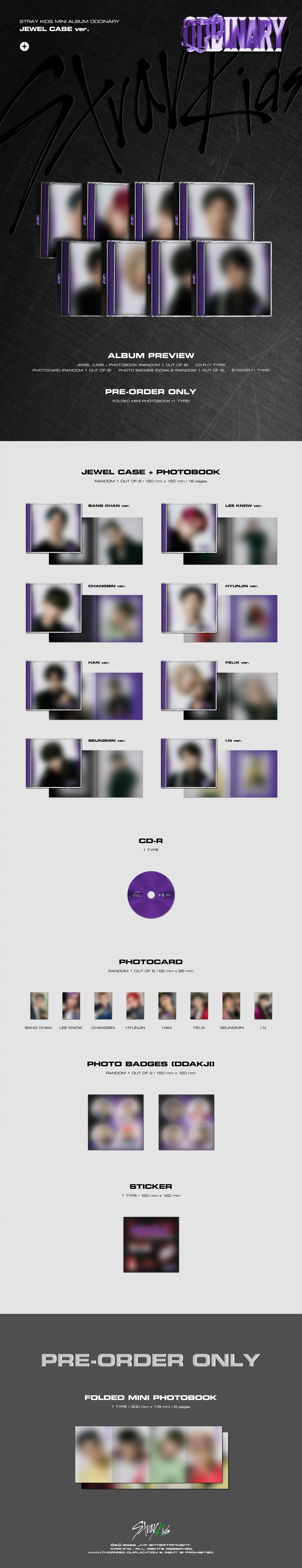 STRAY KIDS - ODDINARY [JEWEL CASE ver.] album contents and details