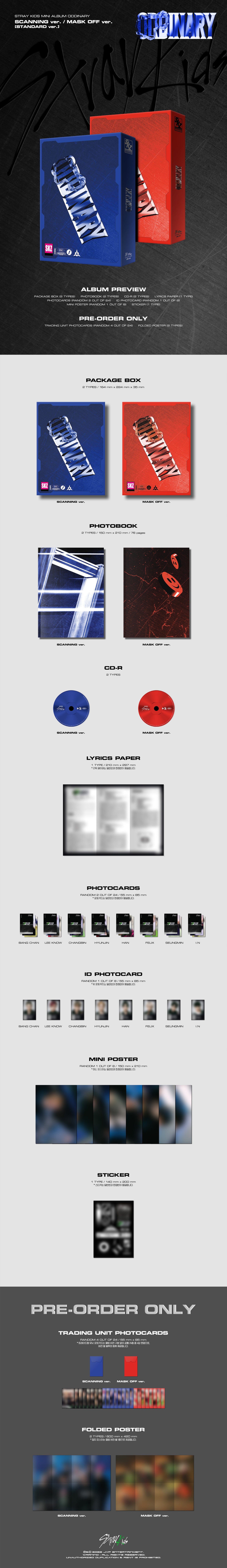 STRAY KIDS - ODDINARY [SCANNING ver. / MASK OFF ver. album contents and details