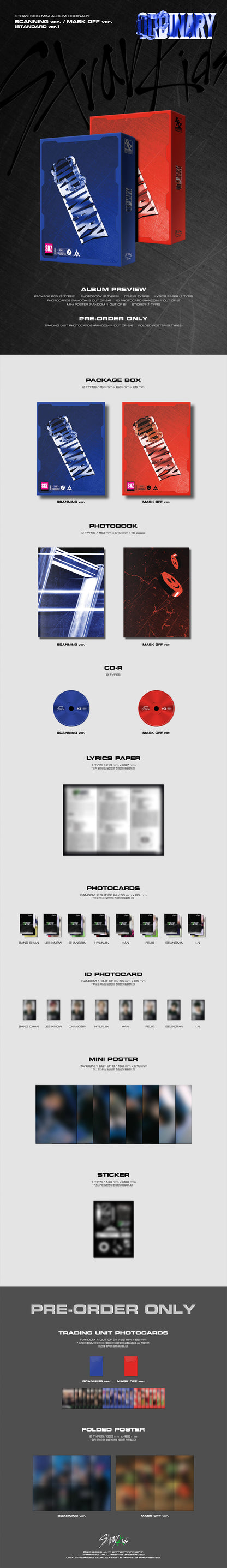 STRAY KIDS - ODDINARY [SCANNING ver. / MASK OFF ver. album contents and details