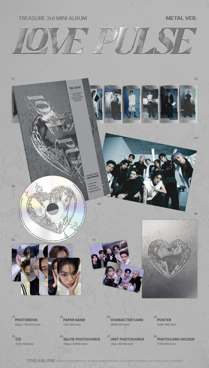 TREASURE 3rd MINI ALBUM [LOVE PULSE] METAL / STREET / ROCKCHIC VER. album contents and details