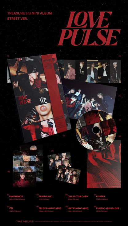 TREASURE 3rd MINI ALBUM [LOVE PULSE] METAL / STREET / ROCKCHIC VER. album contents and details