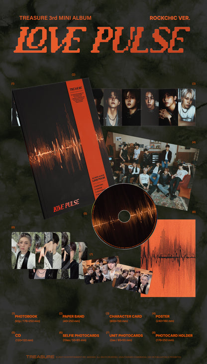 TREASURE 3rd MINI ALBUM [LOVE PULSE] METAL / STREET / ROCKCHIC VER. album contents and details