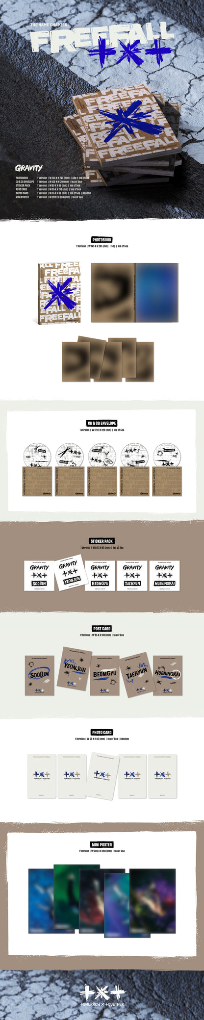 TXT - THE NAME CHAPTER: FREEFALL [GRAVITY ver.] album contents and details