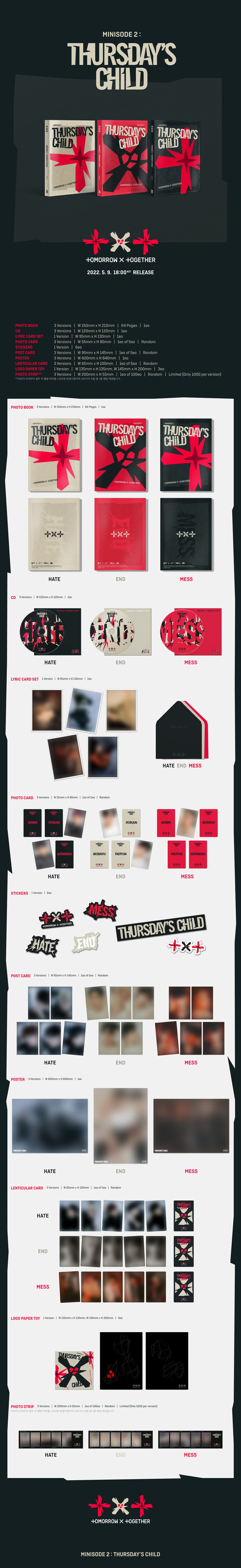 TXT - minisode 2: Thursday's Child album contents and details