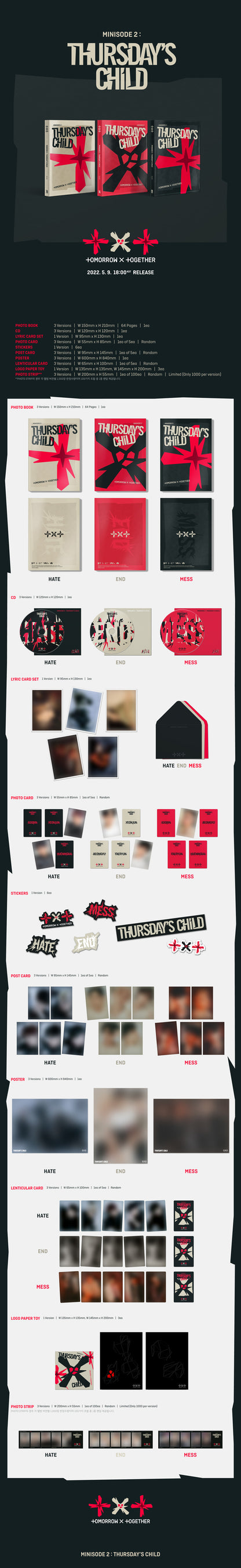 TXT - minisode 2: Thursday's Child album contents and details