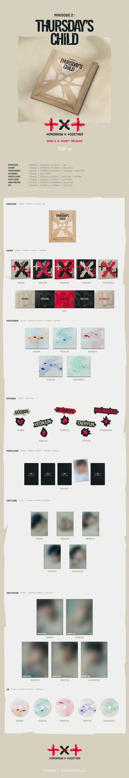 TXT - minisode 2: Thursday's Child [TEAR ver.] album contents and details