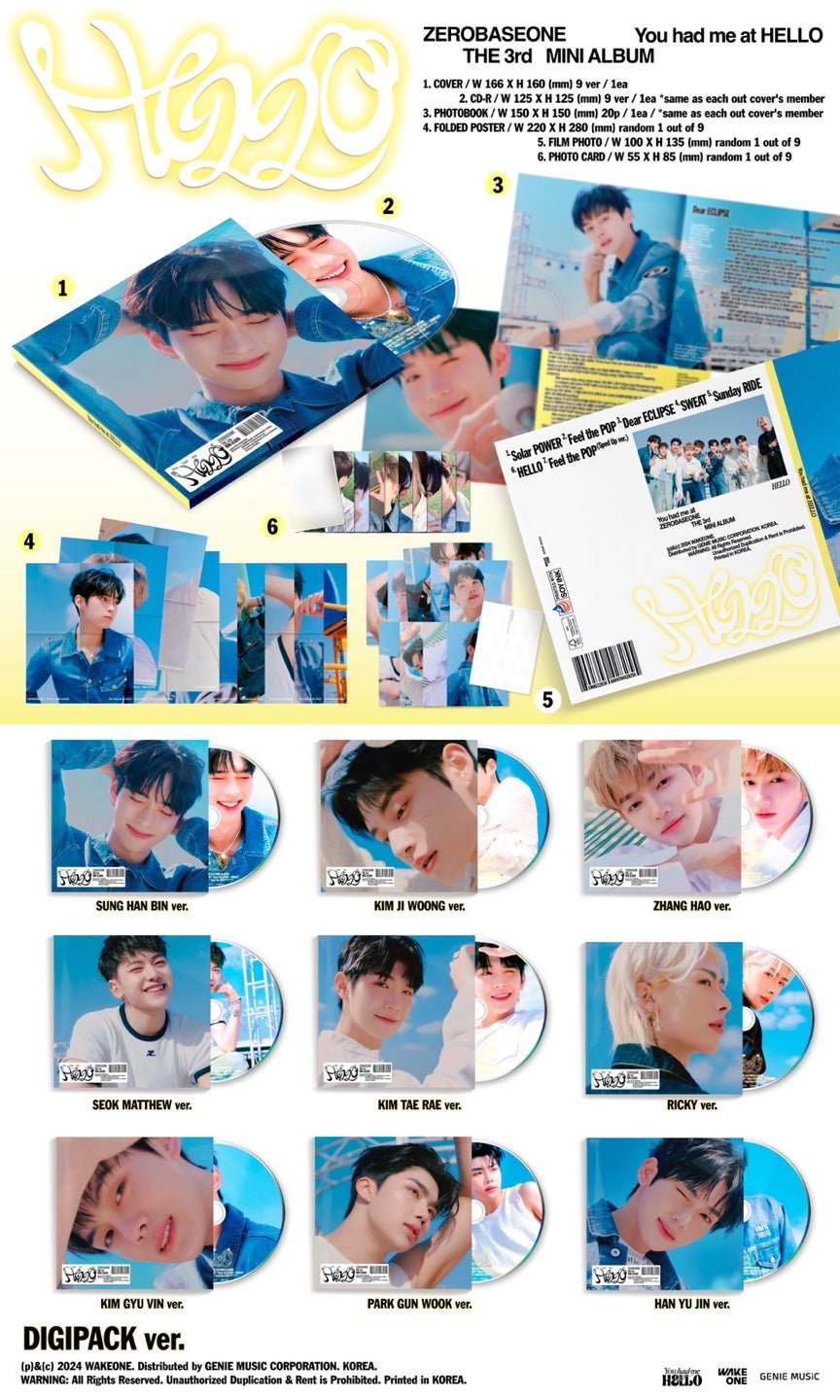 ZEROBASEONE - You had me at HELLO [DIGIPACK ver.] album contents and details